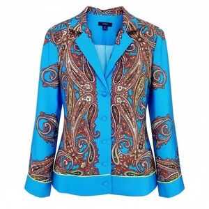 J. Crew Blue Paisley Button Down Blouse Shirt XS